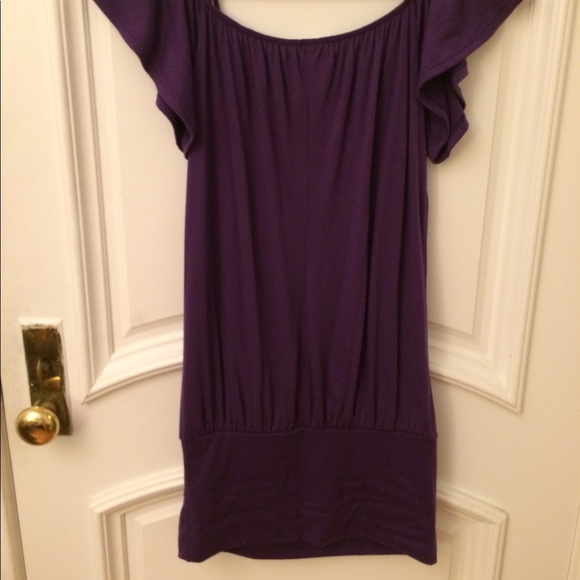 DONATING 1/31 Purple Off Shoulder Mini Dress - Picture 5 of 6